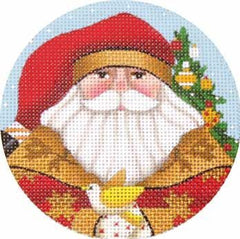 Melissa Shirley Designs Santa Face with Yellow Bird Needlepoint Canvas