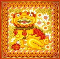 Melissa Shirley Designs Golden Foo Dog with Ball Needlepoint Canvas