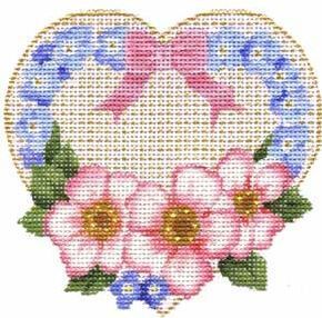 Melissa Shirley Designs Victorian Flower Heart Needlepoint Canvas