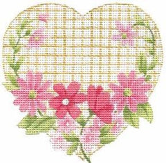 Melissa Shirley Designs Victorian Daisies Heart Needlepoint Canvas