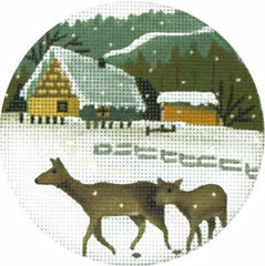 Melissa Shirley Designs Cottage Deer Orn Needlepoint Canvas