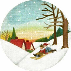 Melissa Shirley Designs Sledder's Cottage Orn Needlepoint Canvas