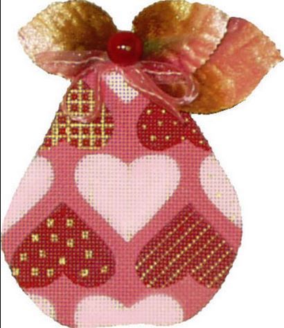 Melissa Shirley Designs Pink Pears- Hearts Needlepoint Canvas