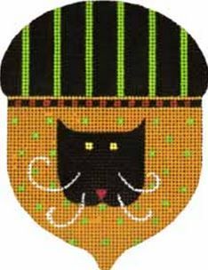 Melissa Shirley Designs Black Cat halloween Acorn Needlepoint Canvas