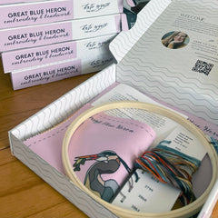 Kate Wyatt Fine Art Great Blue Heron Embroidery Kit
