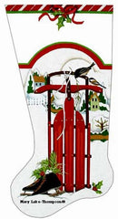 Melissa Shirley Designs Red Sled Stocking Needlepoint Canvas