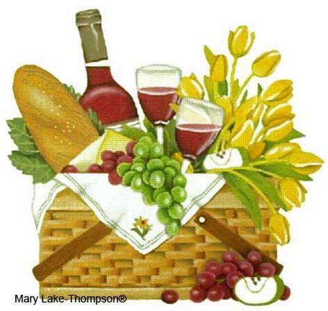 Melissa Shirley Designs Wine Basket MLT Needlepoint Canvas