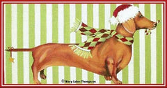 Melissa Shirley Designs Dachsund w/Santa Hat Needlepoint Canvas