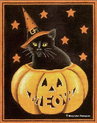 Melissa Shirley Designs Meow-Black Cat Needlepoint Canvas