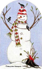 Melissa Shirley Designs Black Skate Snowman Needlepoint Canvas