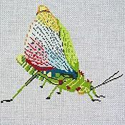 Barbara Russell Grasshopper with Wings Needlepoint Canvas