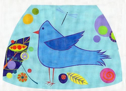 Zecca Spring Bird Bag Back 18M Needlepoint Canvas