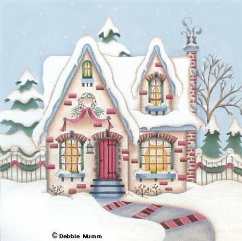 Melissa Shirley Designs Cozy Winter Cottage DM45-B Needlepoint Canvas