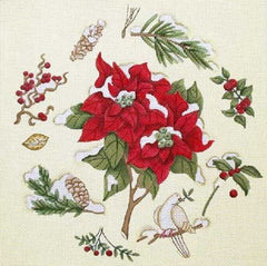 Melissa Shirley Designs Poinsettia Botanicals Needlepoint Canvas