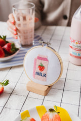 Cotton Clara Craft Kits & Supplies - Strawberry Milk Beginner Cross Stitch Kit