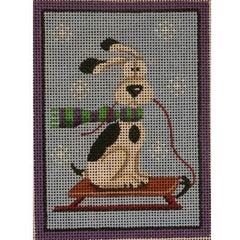 Rebecca Wood Designs Sledding Puppy Needlepoint Canvas