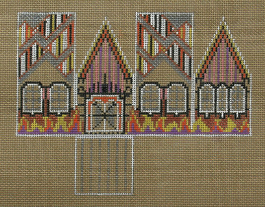 Squiggee Designs Bat Out of Hell Halloween Gingerbread House Needlepoint Canvas