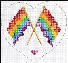 Kate Dickerson Needlepoint Collections Holiday Series - Pride Month Rainbow Flag Needlepoint Canvas