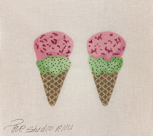 The Studio Midwest Ice Cream Cone Scissor Case Needlepoint Canvas