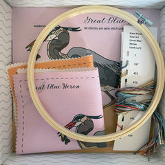 Kate Wyatt Fine Art Great Blue Heron Embroidery Kit