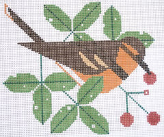 Charley Harper Varied Thrush Needlepoint Canvas