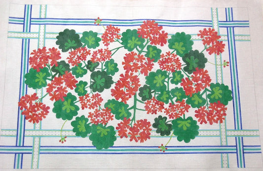 Kate Dickerson Needlepoint Collections Red Geraniums Rug Needlepoint Canvas