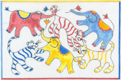 Kate Dickerson Needlepoint Collections Jilly Walsh Tigers & Elephants with Flowers Needlepoint Canvas