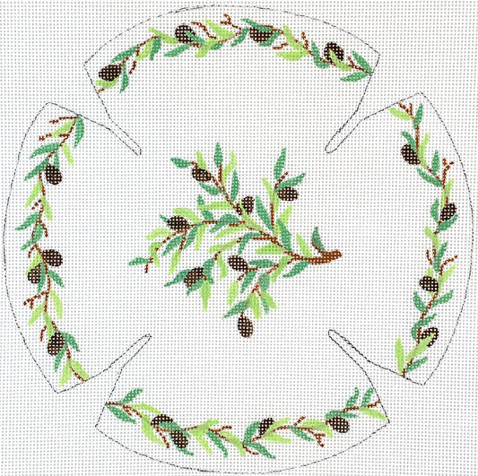 Kate Dickerson Needlepoint Collections Kippah Olive Branches Needlepoint Canvas