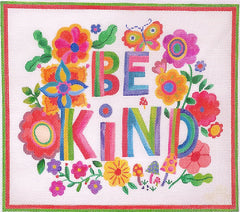 Kate Dickerson Needlepoint Collections Shannon Snow - Be Kind with Flowers, Mushrooms & Butterfly Needlepoint Canvas