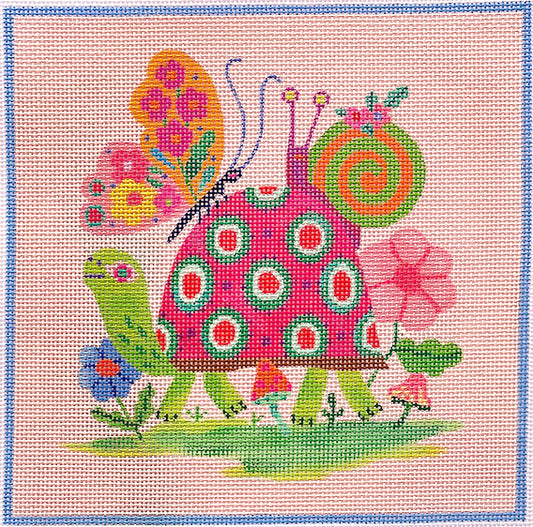 Kate Dickerson Needlepoint Collections Shannon Snow Happy Turtle And Friends Needlepoint Canvas