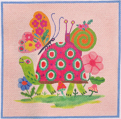 Kate Dickerson Needlepoint Collections Shannon Snow Happy Turtle And Friends Needlepoint Canvas