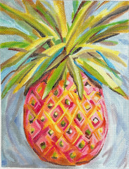 Kate Dickerson Needlepoint Collections Maren Devine - Pink, Orange & Yellow Pineapple Needlepoint Canvas