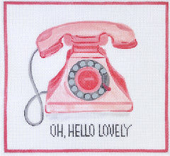 Kate Dickerson Needlepoint Collections Lindsay Brackeen Oh Hello Lovely Retro Pink Telephone Needlepoint Canvas