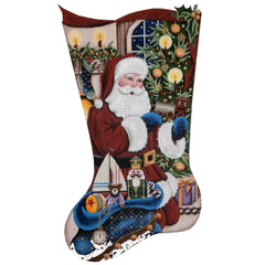 Rebecca Wood Designs Santa Presents Boy Stocking Needlepoint Canvas - 13M