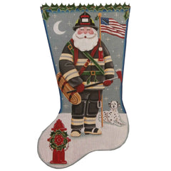 Rebecca Wood Designs Fireman Santa Stocking Needlepoint Canvas - 13M