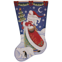 Rebecca Wood Designs Polar Santa Stocking Needlepoint Canvas - 13M