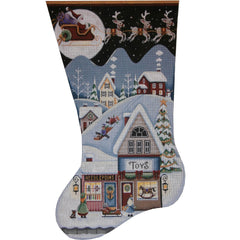 Rebecca Wood Designs Toy Shop Village Stocking Needlepoint Canvas - 13M