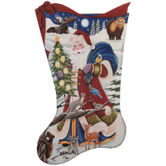Rebecca Wood Designs Wilderness Santa Stocking Needlepoint Canvas - 13M