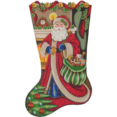 Rebecca Wood Designs Elegant Santa Stocking Needlepoint Canvas - 13M