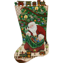 Rebecca Wood Designs Trains For Christmas Stocking Needlepoint Canvas - 13M