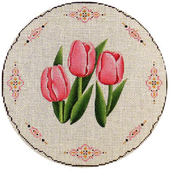 Rebecca Wood Designs Tulips with Decorative Border Needlepoint Canvas