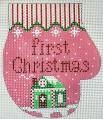 The Meredith Collection First Christmas Mitten Girl Ornament Needlepoint Canvas