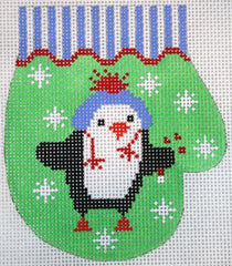 The Meredith Collection Penguin Mitten Ornament Needlepoint Canvas