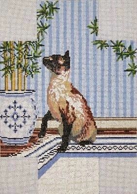Needle Crossings Siamese Cat Brick Cover Needlepoint Canvas