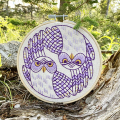 Hook Line and Tinker Embroidery Kits - Burrowing Owls Complete Embroidery Kit