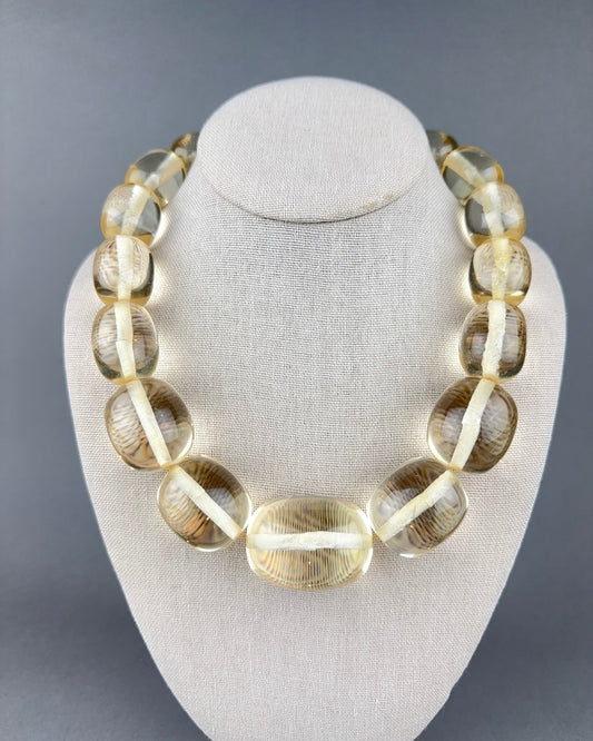Vintage Chunky Oblong Graduated Lucite Bead Necklace