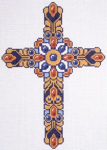 Lee's Needle Arts Cross Bejeweled Blue Needlepoint Canvas