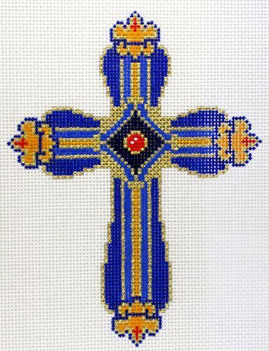 Lee's Needle Arts Cross Blue and Gold Needlepoint Canvas