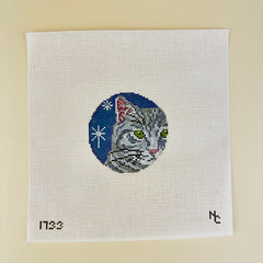 Needle Crossings Grey Tabby Cat Ornament Needlepoint Canvas