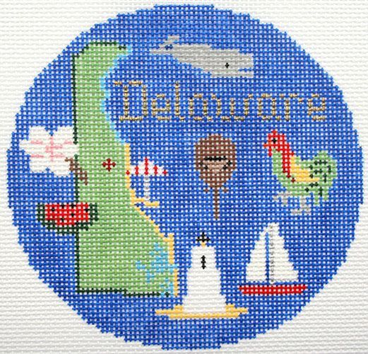 Silver Needle Travel Round Delaware Ornament Needlepoint Canvas